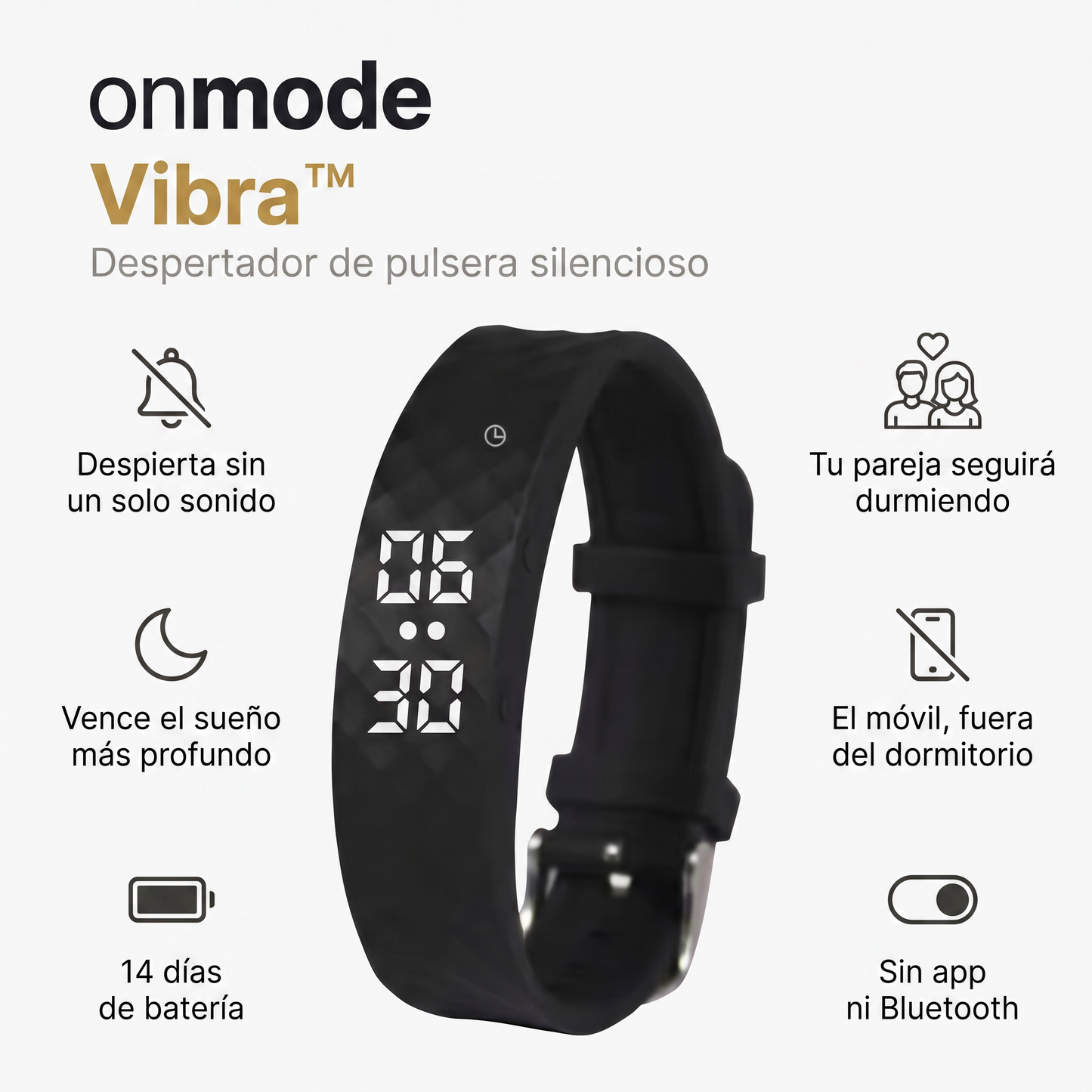 Onmode Vibra™ — Despertador de vibración silencioso